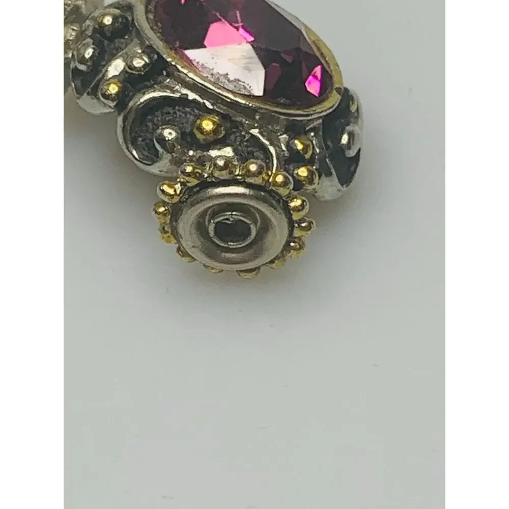 Snap-on Pendant with Large Purple Stone, Gold & Silver Tone